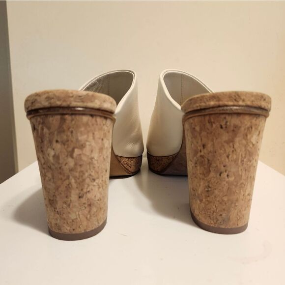 Vince "Wyatt-E" White Leather Platform Chunky Cork Heel Sandals Sz. 7.5 Ret.$325 - Picture 7 of 9